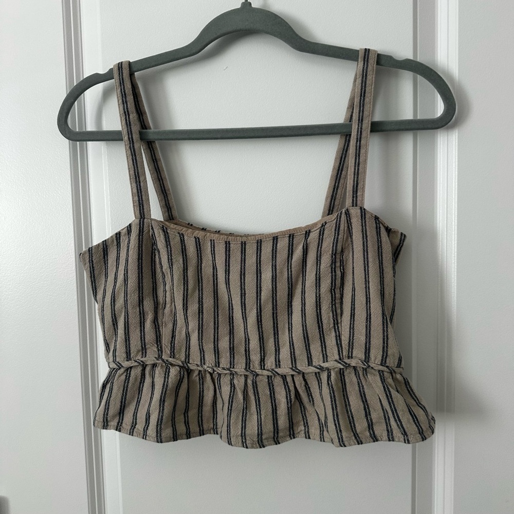 1. State Striped Peplum Crop Top